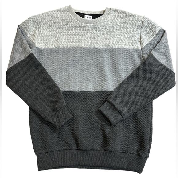 Zara Men’s Tricolor Quilted Sweatshirt Size Large